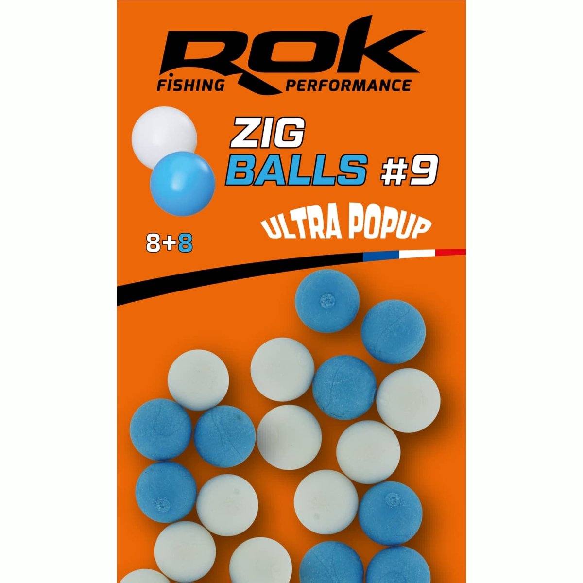 Boilie flotante Rok Fishing Zig Ball Blanco/Azul 9 - Tienda Carpfishing