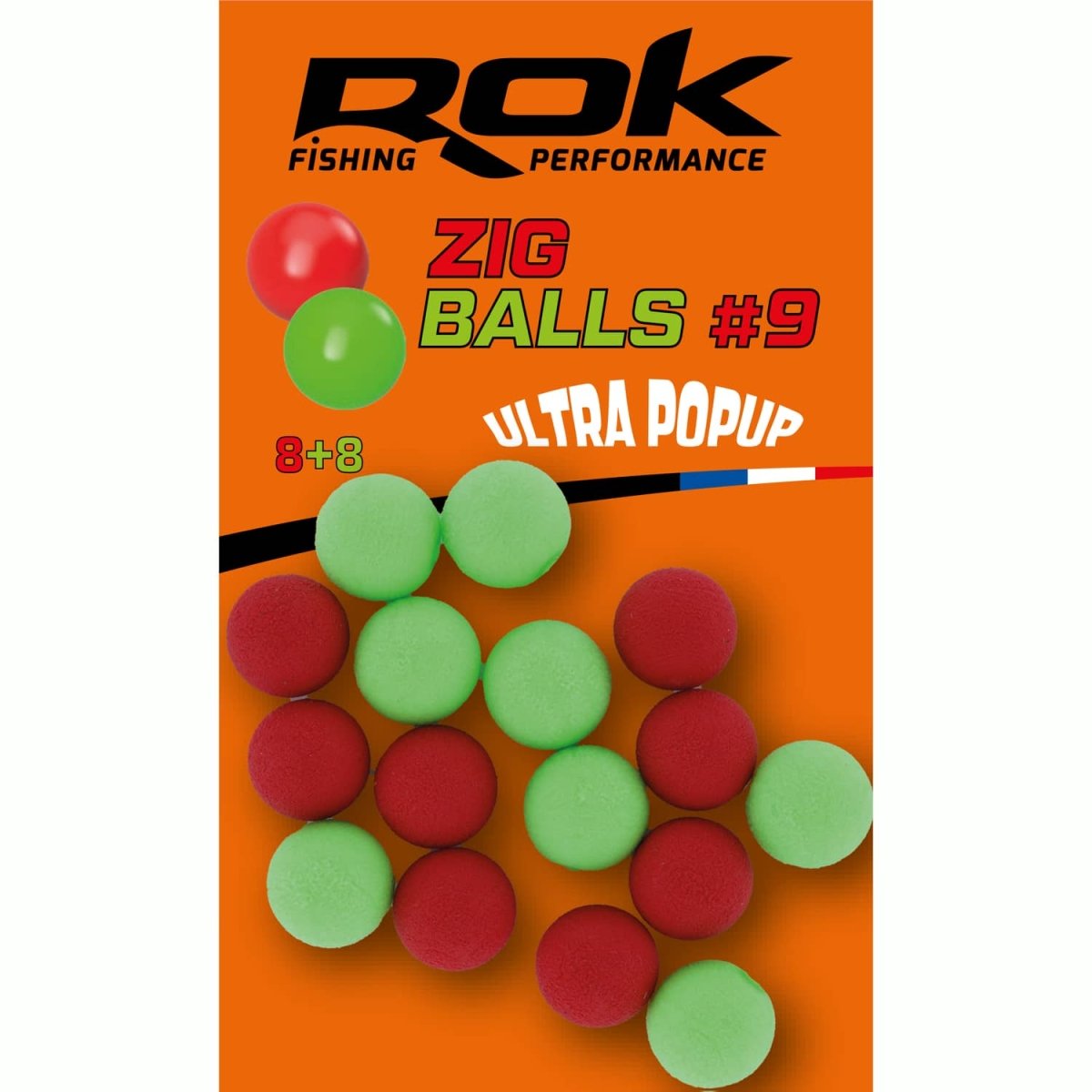 Boilie flotante Rok Fishing Zig Ball Rojo/Verde 9 - Tienda Carpfishing