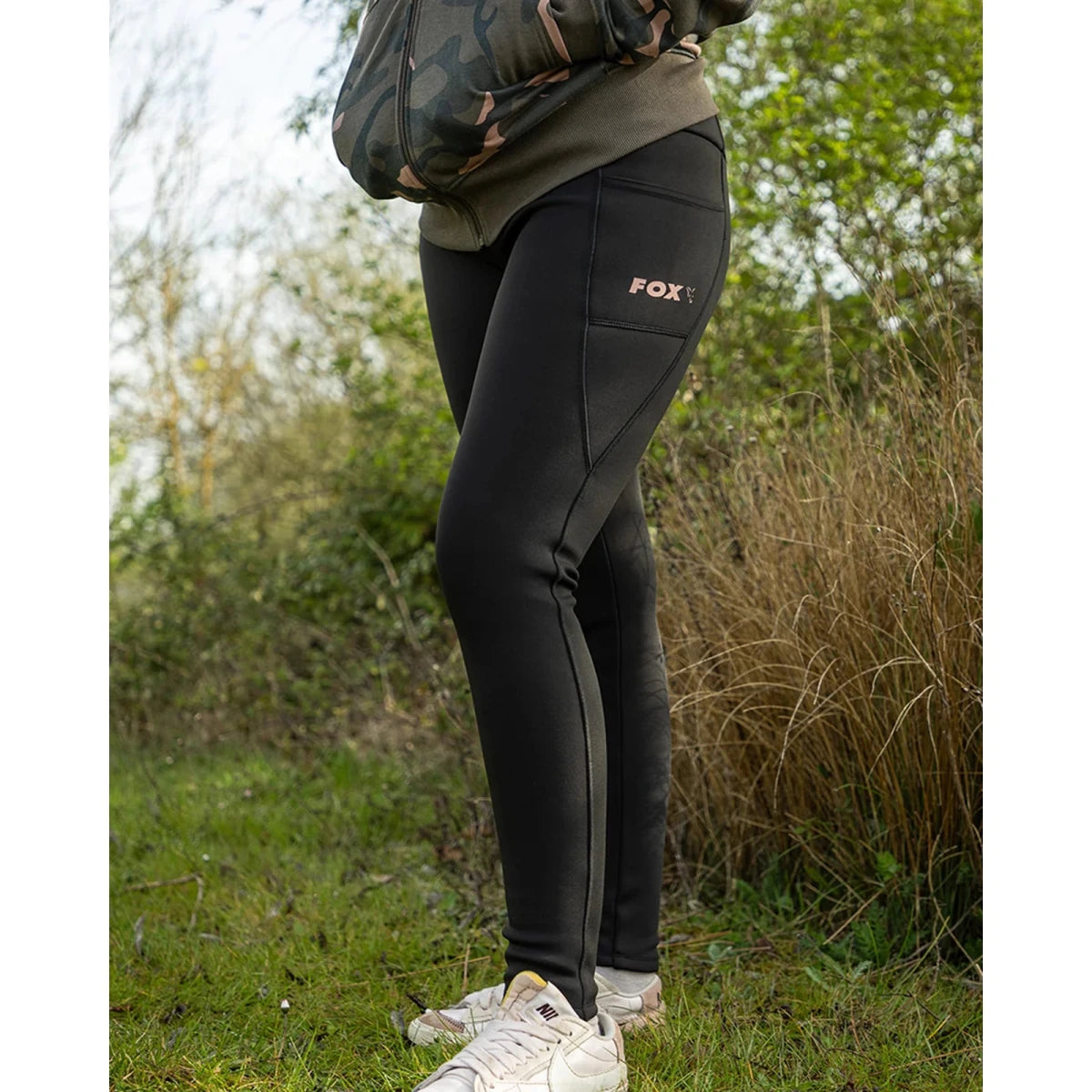 Leggins Mujer Fox Black Lined - Tienda Carpfishing