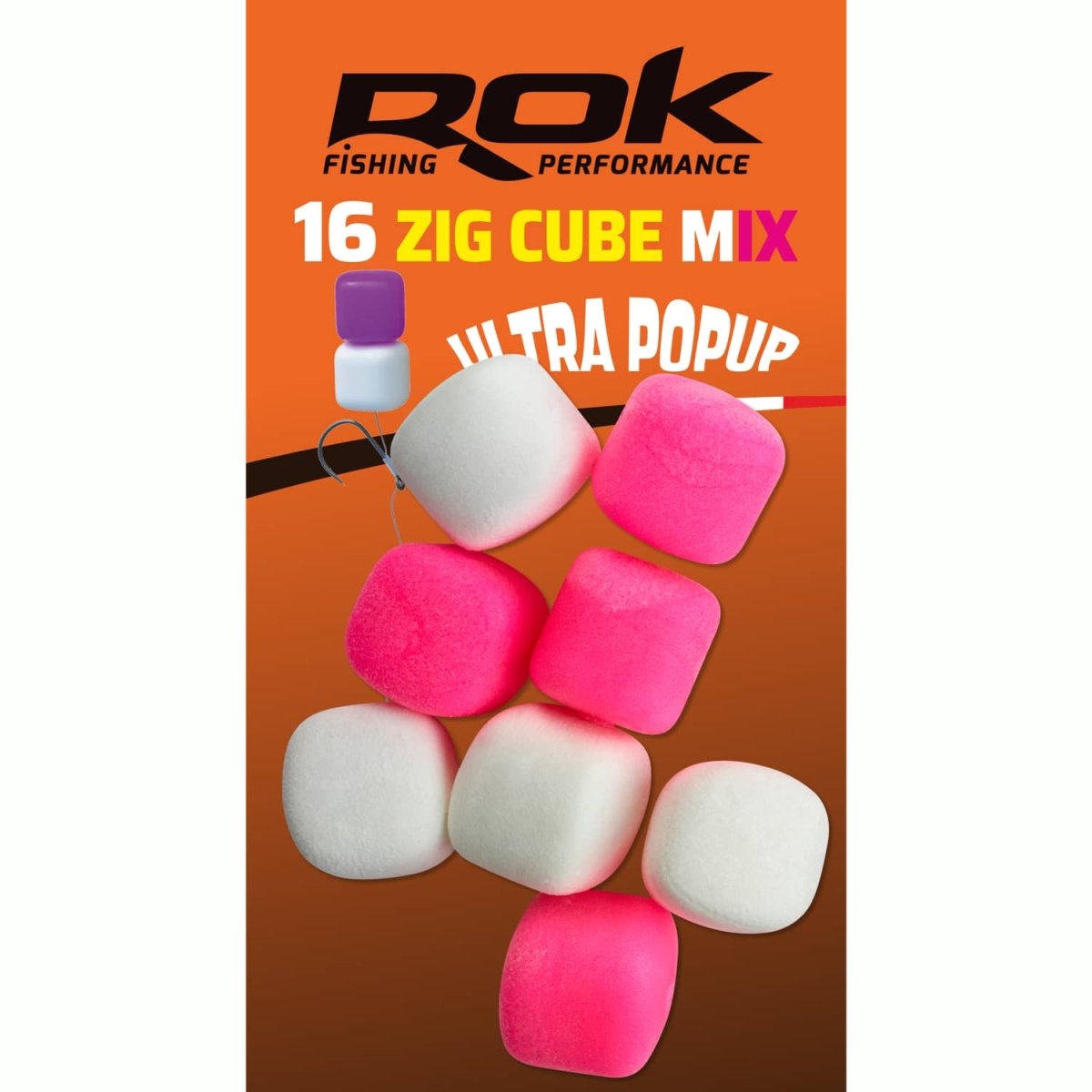 Pop up Zig Cube Rok Fishing Rosa/Blanco 12 - Tienda Carpfishing