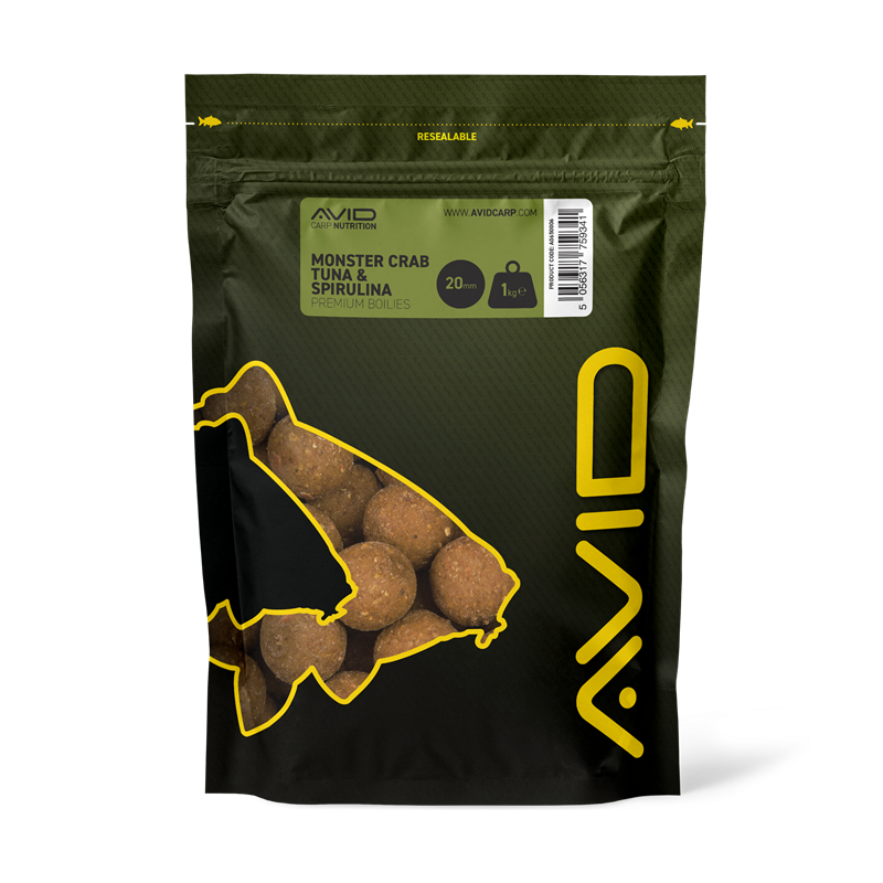 Boilies Avid Carp Premium Monster Crab Thunfisch & Spirulina 20 mm