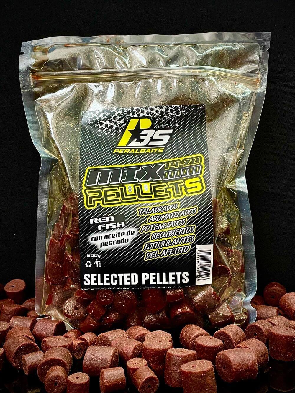 Mix Pellets Flüssigkeit Peralbaits Rote Fische 14-20 mm