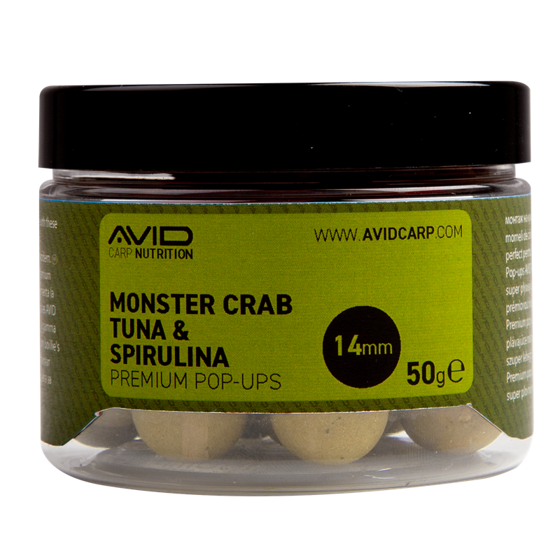 Pop ups Avid Carp Monster Crab Thunfisch & Spirulina 14 mm