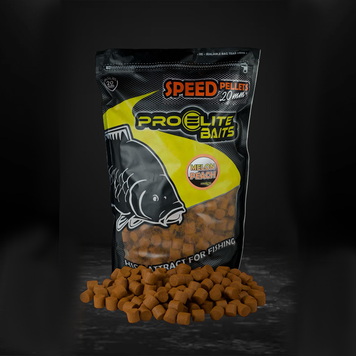 Geschwindigkeit Pellets Pro Elite Baits Melone & Peach 20 mm 4,5 Kg