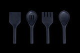 Juego de utensilios de cocina en color negro, ideal para usar con la tostadora Sandwichera Ridge Monkey.
