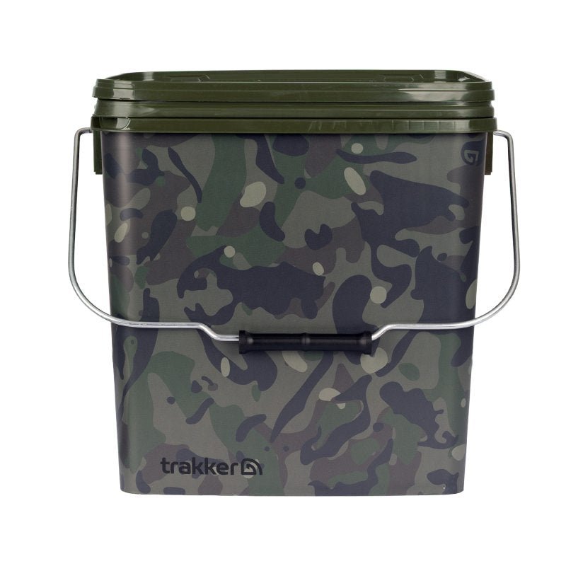 Cubo Trakker Square Camo con bandeja 13 Litros - Tienda Carpfishing
