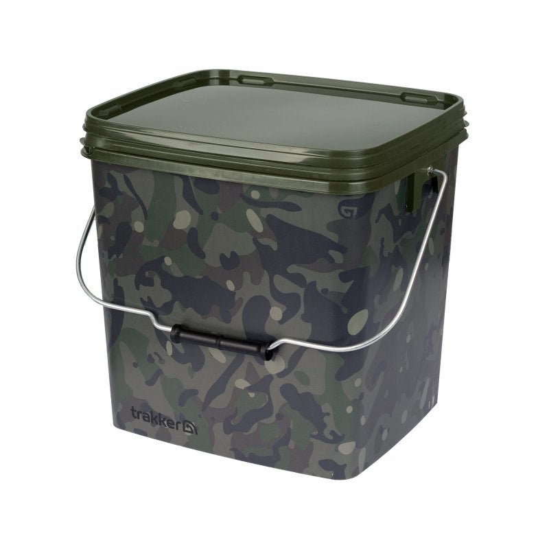 Cubo Trakker Square Camo con bandeja 13 Litros - Tienda Carpfishing