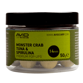 Pop ups Avid Carp Premium Monster Crab Tuna & Spirulina 14 mm - Tienda Carpfishing