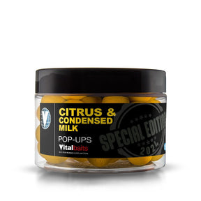 Pop ups Vitalbaits Citrus & Cond. Milk Amarillo 14 mm - Tienda Carpfishing