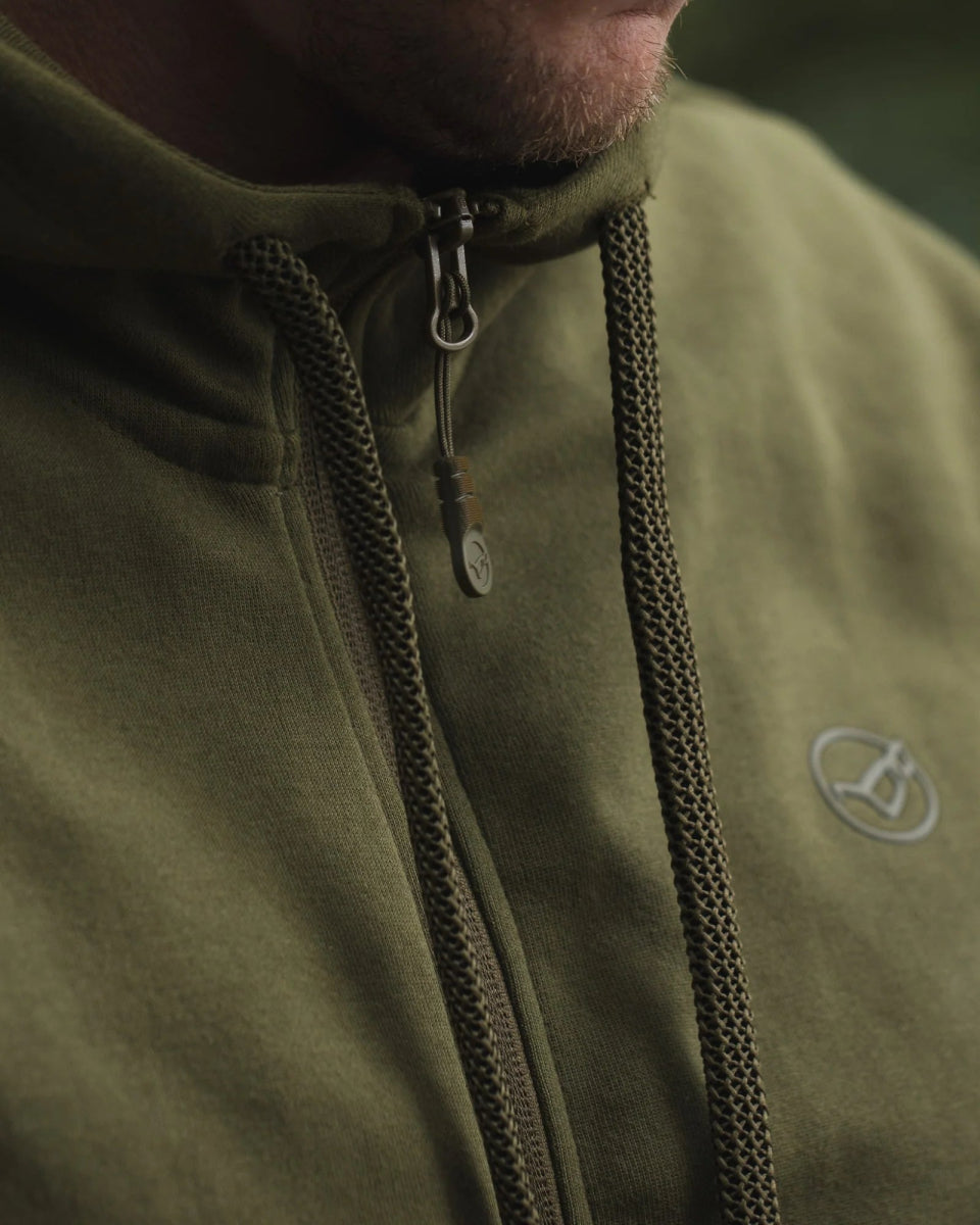 Sudadera Korda Kore Zip Pro Verde con capucha - Tienda Carpfishing