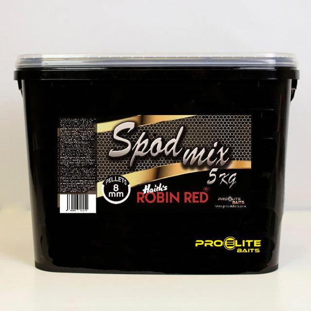 Cubo Pellets Spod Mix Pro Elite Baits Gold Robin Red 8 mm 5 kg - Tienda Carpfishing